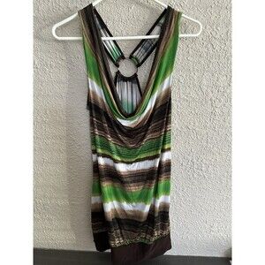 Womens Boho Y2K Babydoll Top Fairy Grunge‎ Artsy Kelly Green Brown Stretch